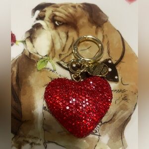 Red Heart Keychain with Gold Accents
